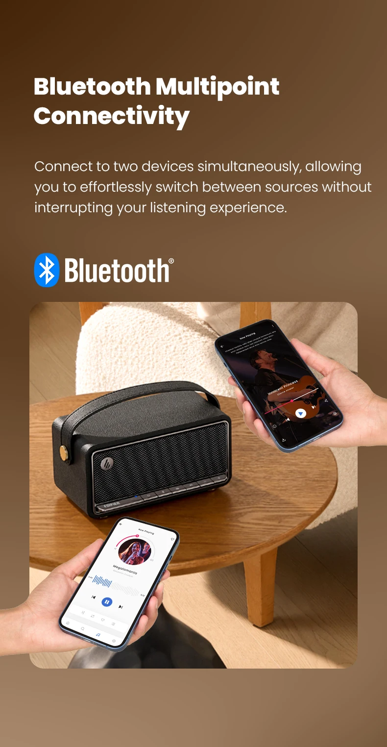 EDIFIER MP330 40W RMS Tragbarer Bluetooth-Lautsprecher Hi-Res Audio 360 ° Sound Bluetooth 6.0 19 Stunden Spielzeit Stereo-Kopplung Multi-Input – Detail 6