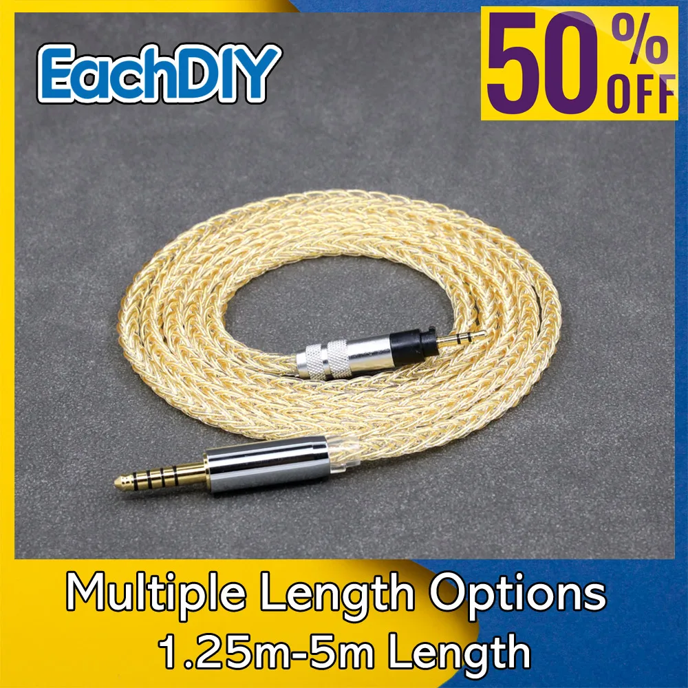 

8 Core 99% 7n Pure Silver 24k Gold Plated Earphone Cable For Sennheiser Urbanite XL On Over Ear Headphone LN008798
