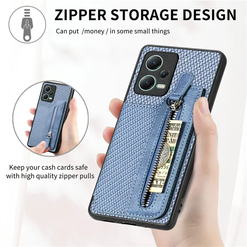 Capa traseira de couro para Redmi Note, Estojo com Zipper, Xiaomi 14T Pro, 5G, 13 Pro Plus, 12S, 12 Turbo, Poco F6, X6, M6