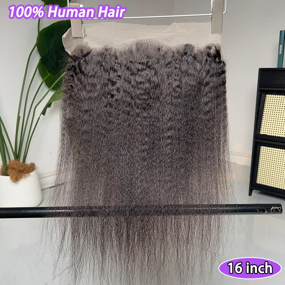 Kinky Straight 13x4 Transparent Lace Frontal Human Hair #1B Natural Black Color Preplucked Bleached Knots Lace Raw Virgin Hair