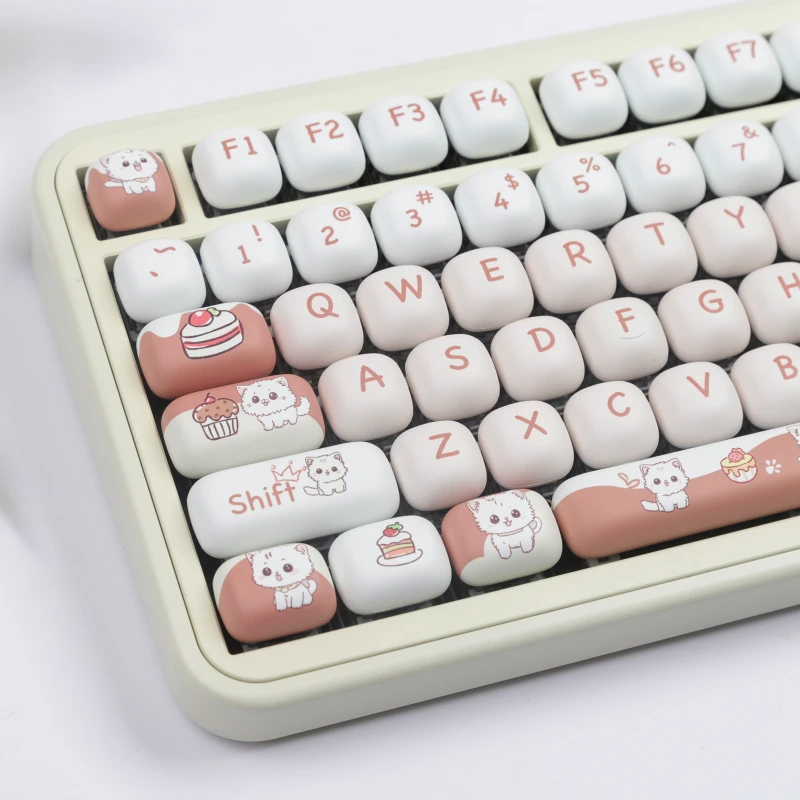 140 Keys Dessert Meow Key Cap MOG Round Height Magnetic Axis MAC Thermal Sublimation MU68 Fire68 98 99 104108