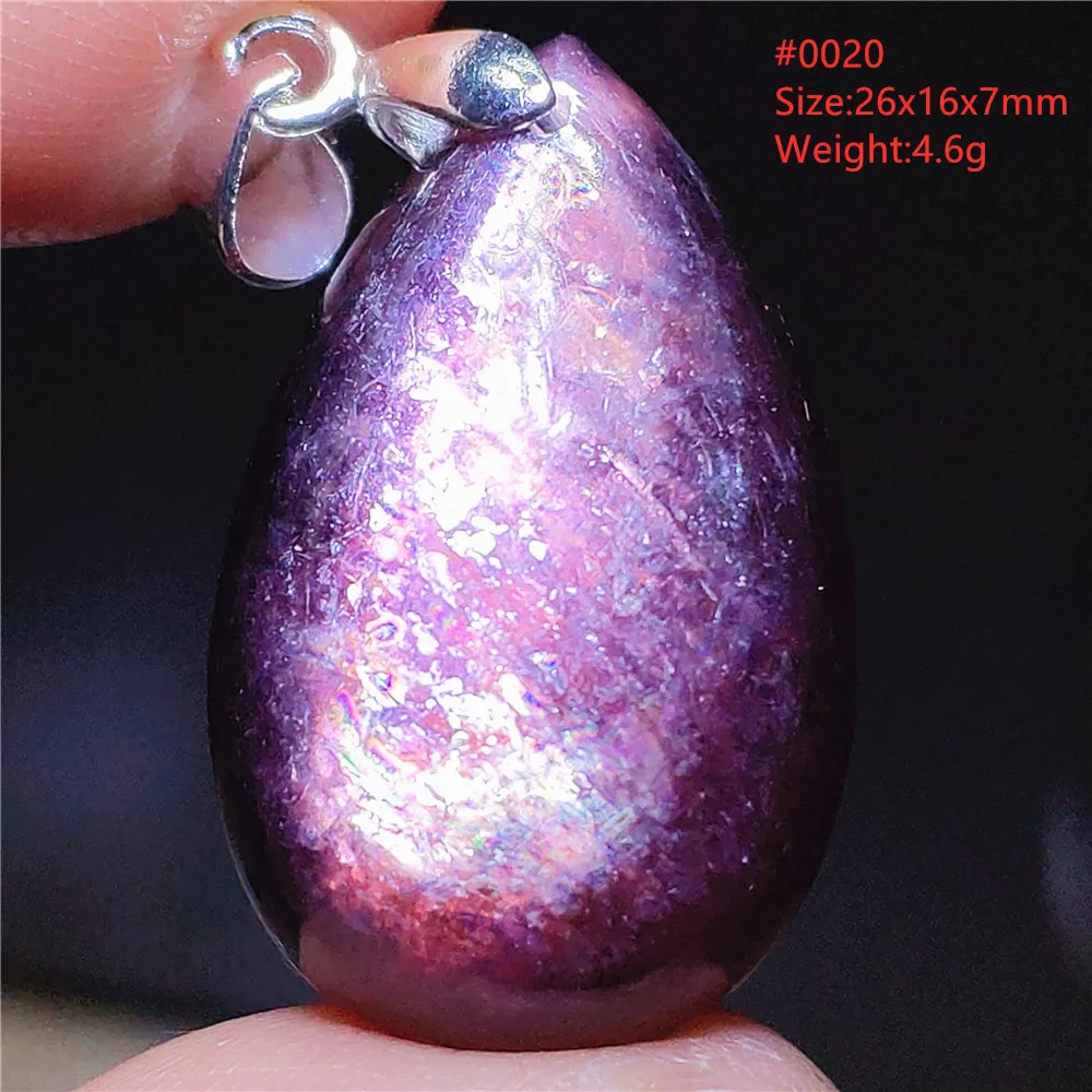 Natural Purple Lepidolite Mica Water Drop Pendant Flash Beads Woman Men Tourmaline Clear Beads Jewelry AAAAAA