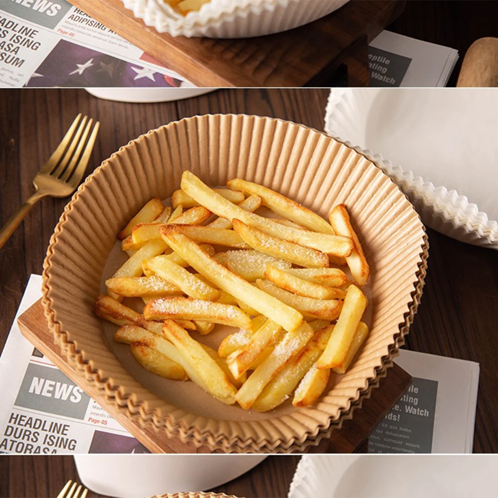 25/50pc  Air Fryer Disposable Silicone Tray For Easy Cleaning Suitable For Round Pizza Grill Pan Mats Air Fryer Baking Accessori