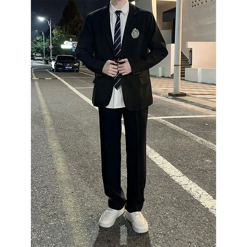 

Briti Sle Student orm Men's Suit Set Casual Faion Polyester Fiber Long Sve Westwear Coat Class orm Trendy