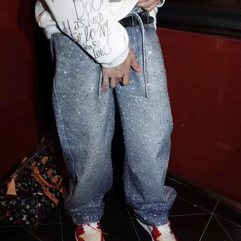 HKSH Jeans Lurus Chic Pasang Jalanan Tinggi Pria Baru Musim Semi Musim Panas Celana Fashion Ins Kasual Dicuci Antik HK6388