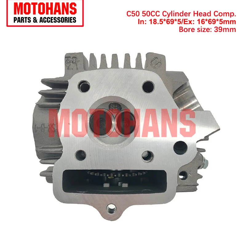 

BX17020052 C50 50CC 39MM BORE CYLINDER HEAD COMP WITH VALVES FOR 139FMB ENGINE 4T CHINESE CUBS MINI ATV MINI POCKET