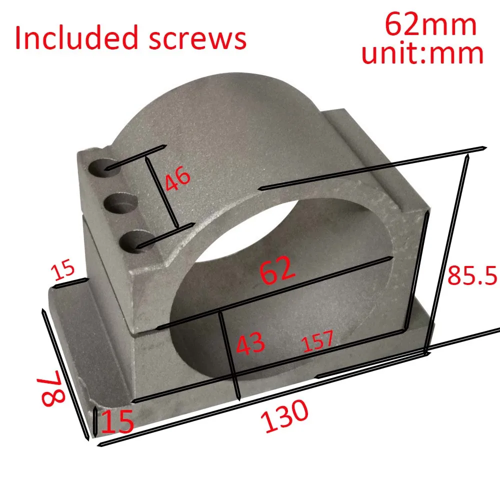 62/65/80/100/125 CNC Spindle Mount Bracket, Aluminum Alloy Clamp Holder for Engraving Machine Milling Spindle