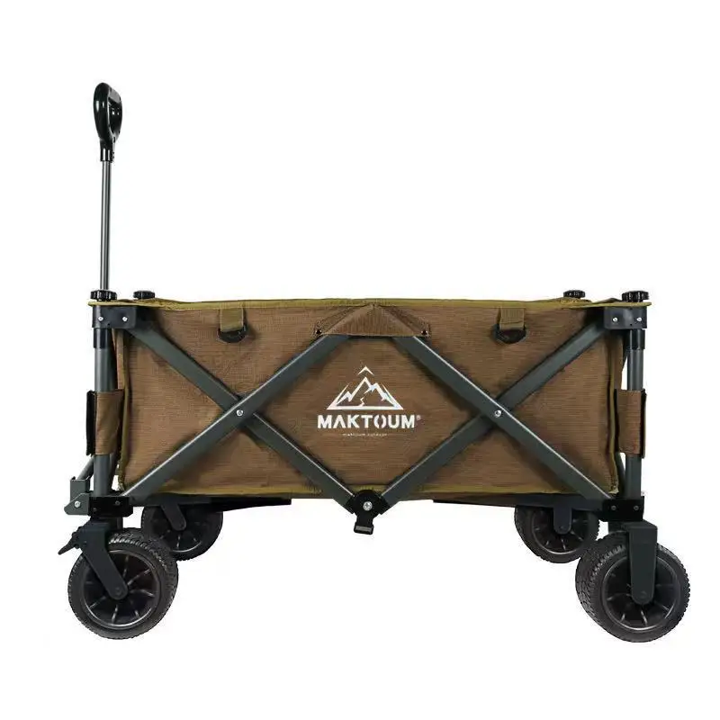 DELANHUWI Folding Wagon Cart 600d Oxford Cloth Coarse Steel Tube Off-Road Wheel Adaptable To Mountain/Sand/Grass/Gobi