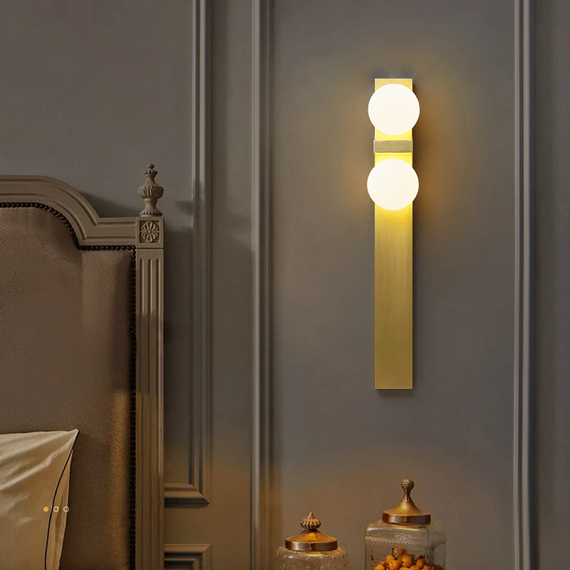 

Lamp Wall Modern Bedside Copper Light Luxury Golded Sconce Lamp For Living room Aisle Bedroom Indoor Led Background Lamp