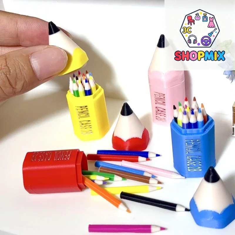 

10/12Pcs Kid Pretend Play Toy Dollhouse Miniature Colored Pen Mini Pencil School Supplies Model Doll House Accessories