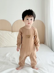 MILANCEL 0-2 Y New Autumn Baby Clothes Newborn Jumpsuit Skin-friendly Cotton Underwear Infant Cartoon Bear Romper Sleepwear