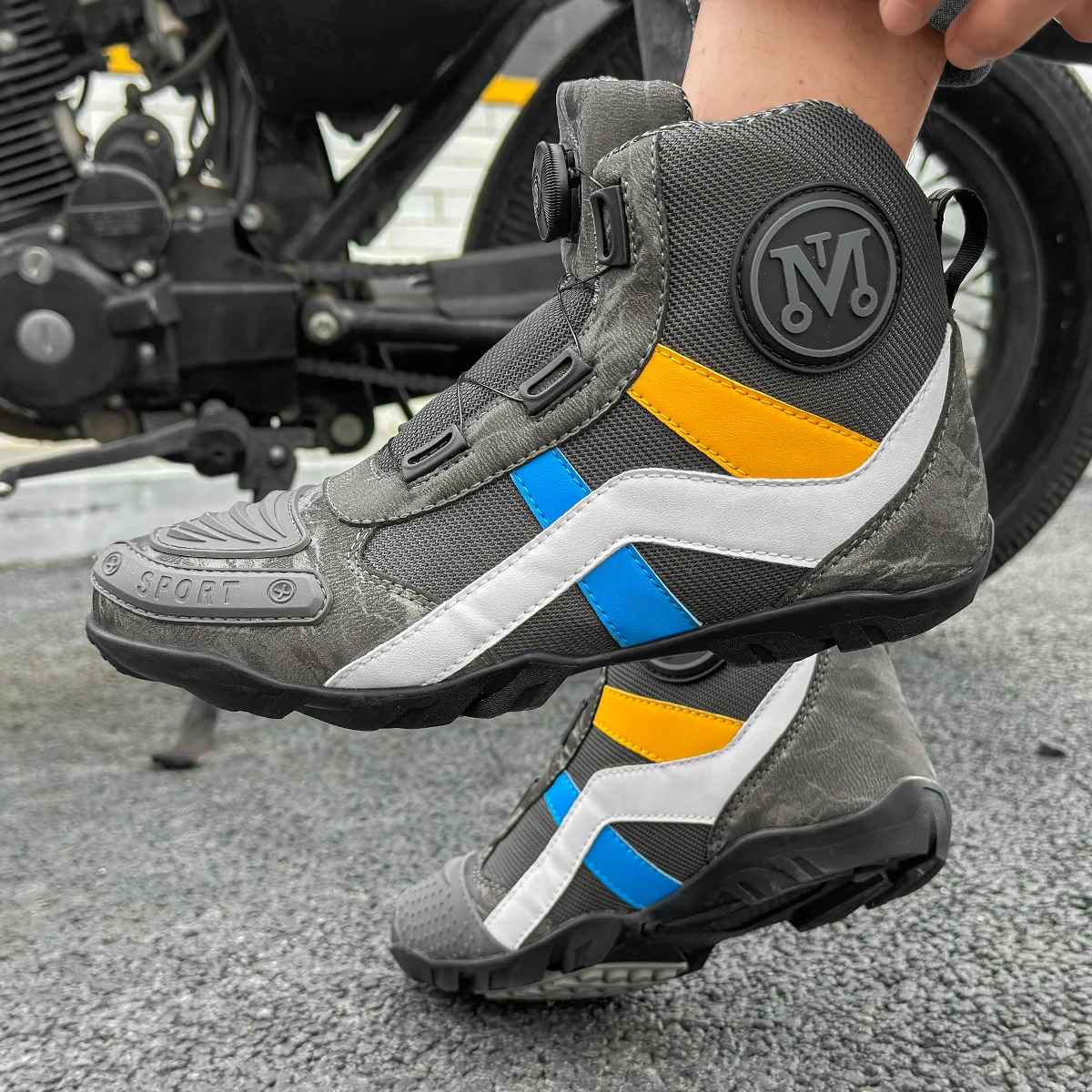 New Breathable Anti-slip Wear Increase Motorcycle Riding Ankle Shoes Ultra-fine Cycling Leisure Protective Boots Fiber Leather