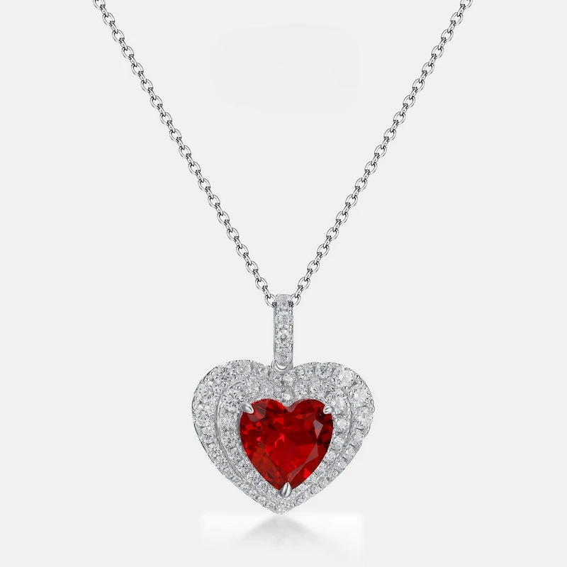 

Love s925 silver red corundum pendant heart sapphire pendant noble light luxury