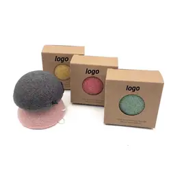 25pcs Custom Logo 100% Natural Fiber Organic Facial Sponge For All Skin Type Cleaning Sponge Konjac Sponge