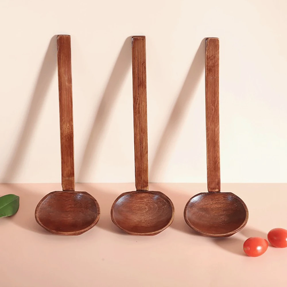 Multi-Use Restaurant Wooden Colander Japanese Style Long Handle Ramen Spoon Soup Spoon Slotted Spoon Kitchen Utensil Tool