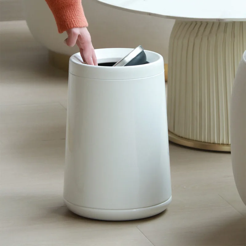 

Stainless Steel Trash Can Bathroom Rolling Cover Type Waste Bins Anti Odor Diaper Litter Bins Bedroom Garbage Paper Basket