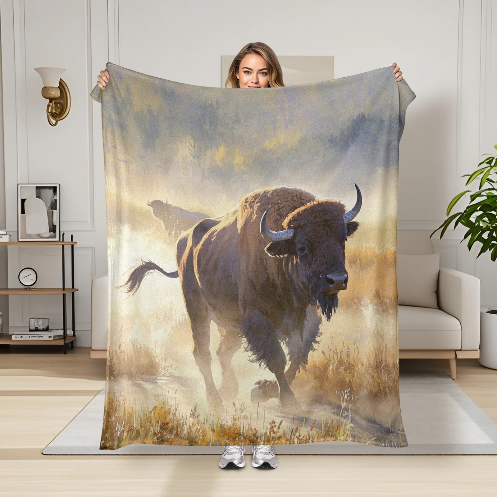 Bold Bison Running On The Open Prairie Blanket Perfect For Family And Friends Kids To Spark Curiosity About Nature