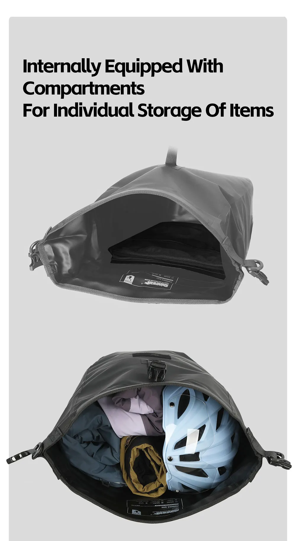 Rhinowalk Fahrradtasche, Schnellverschluss, wasserdicht, Fahrradträger, Seitentasche, Gepäcktasche für Rennrad, MTB, Touren und Klappfahrrad – Detail 12