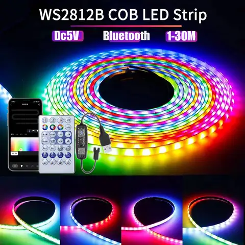 Ws2812B Rgbic Led Strip Light 5V Usb Wall Room Rgb String Tape Remote App Bluetooth Control 1-30M Adressable Ribbon Lamp Diode