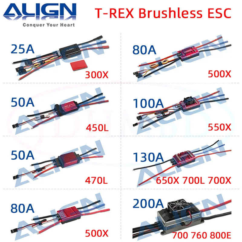 

Align Trex RCE-BL25A/45A/50A/80A/100A/130A/200A Brushless ESC T-rex 300 450L 470 500 550 650 700 760 800E RC Helicopter Parts