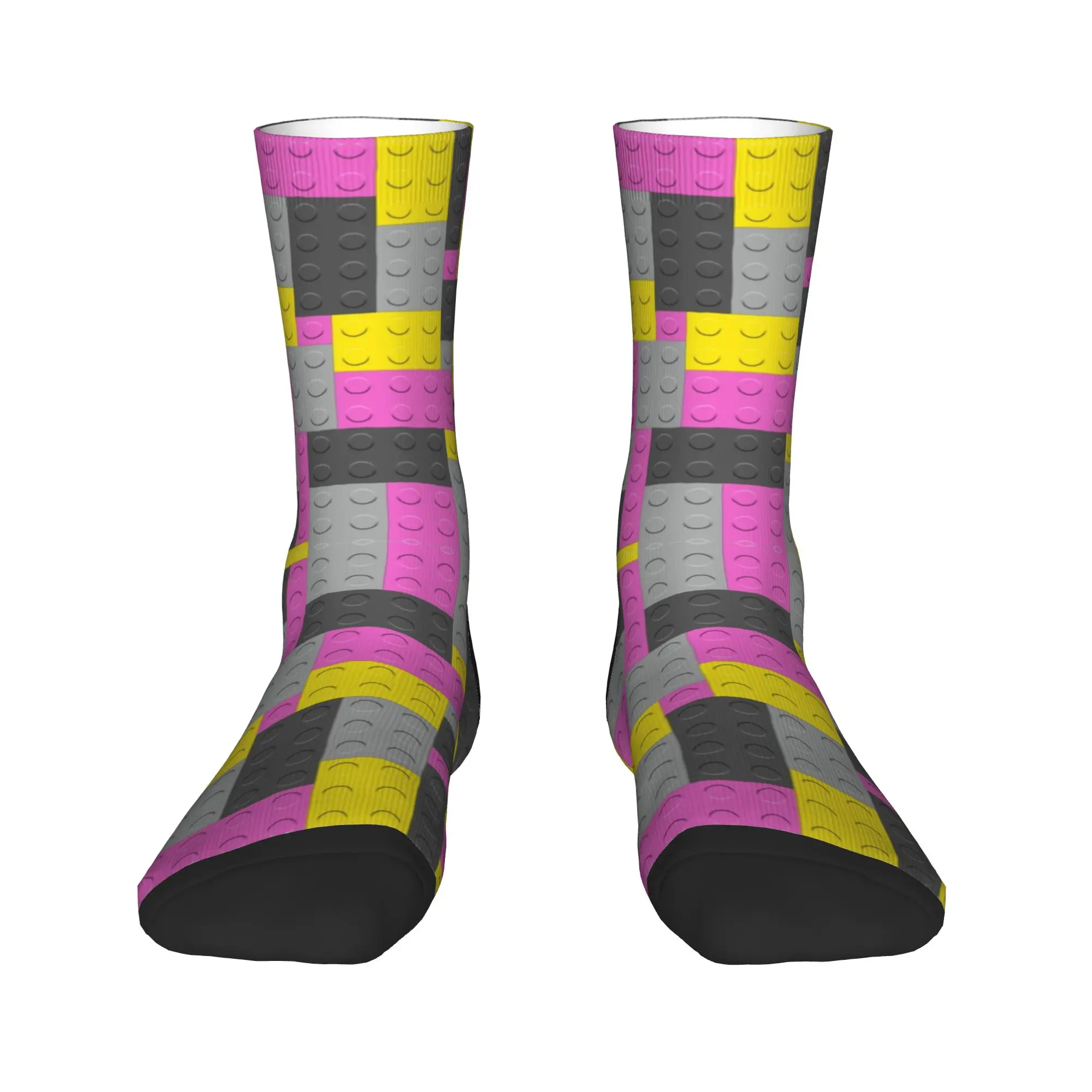 Yellow Gray Pink Building Blocks Bricks Master Builder Stockings Socks Medium Soft Gothic Socks Autumn Outdoor Anti Skid Socks