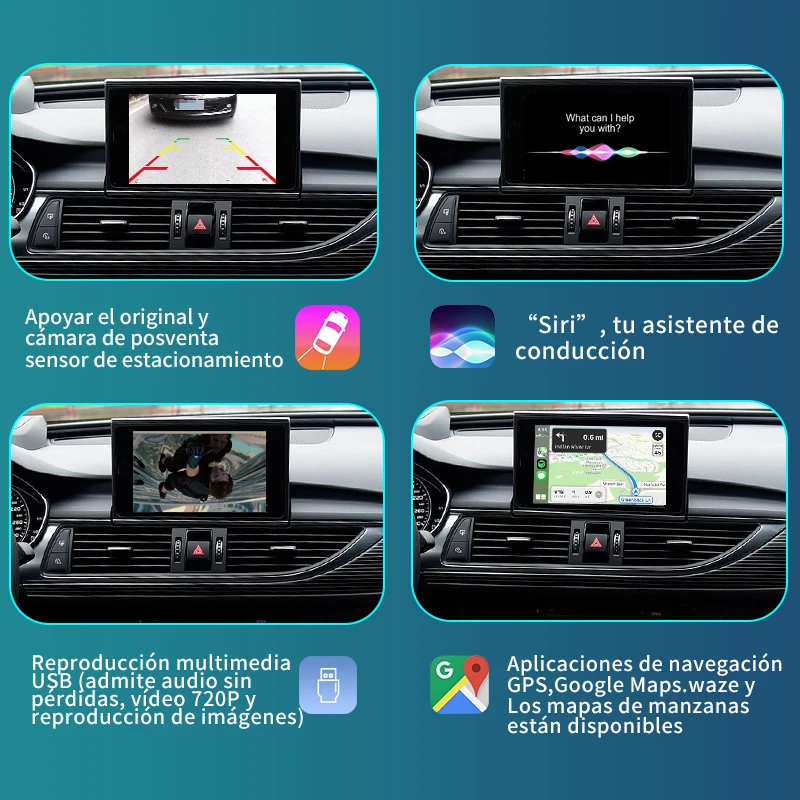 Apple CarPlay sem fio para Audi, Android Auto Interface, Link Mirror, AirPlay, funções de navegação, A6, A7, S6, S7, 2010-2018