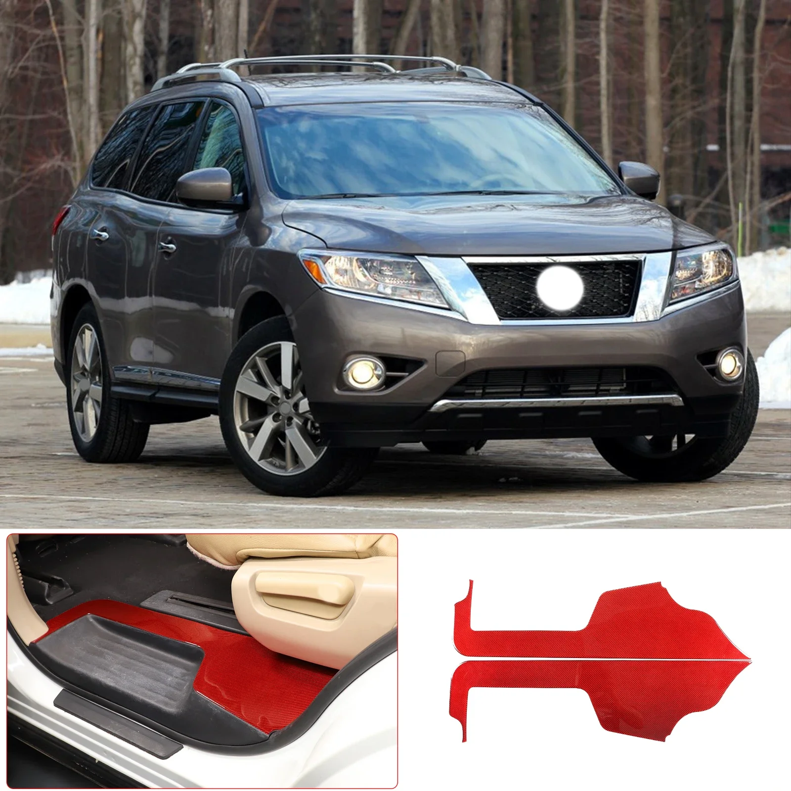 For Nissan Pathfinder 2013-2018 soft carbon fiber car Rear Door Threshold Strip panel sticker interior accessories