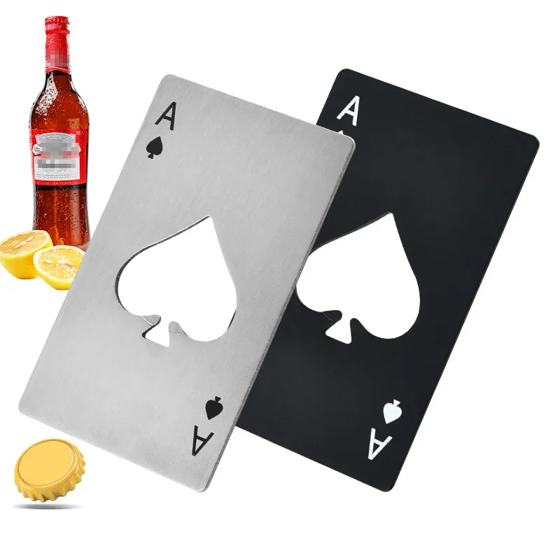 1pcs Black/silver Poker Card Shaped Beer Bottle Wine Jar Opener Personalized Creative Stainless Steel Bottle Opener Bar Tool