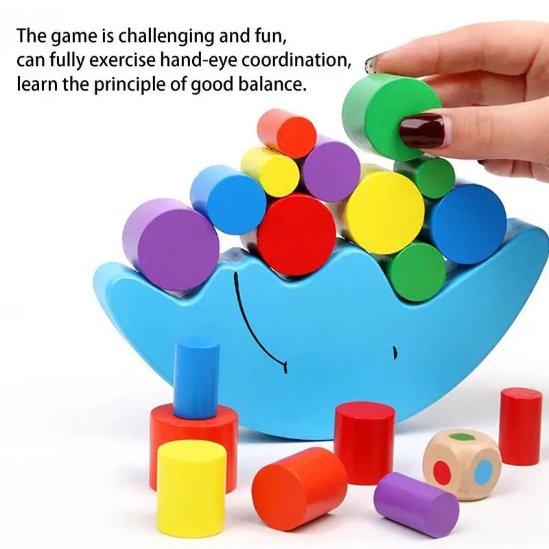 Wooden Stacking Moon Toys Preschool Learning Montessori Toys Shapes Recognition Building Toys Logic Game Birthday Gifts For