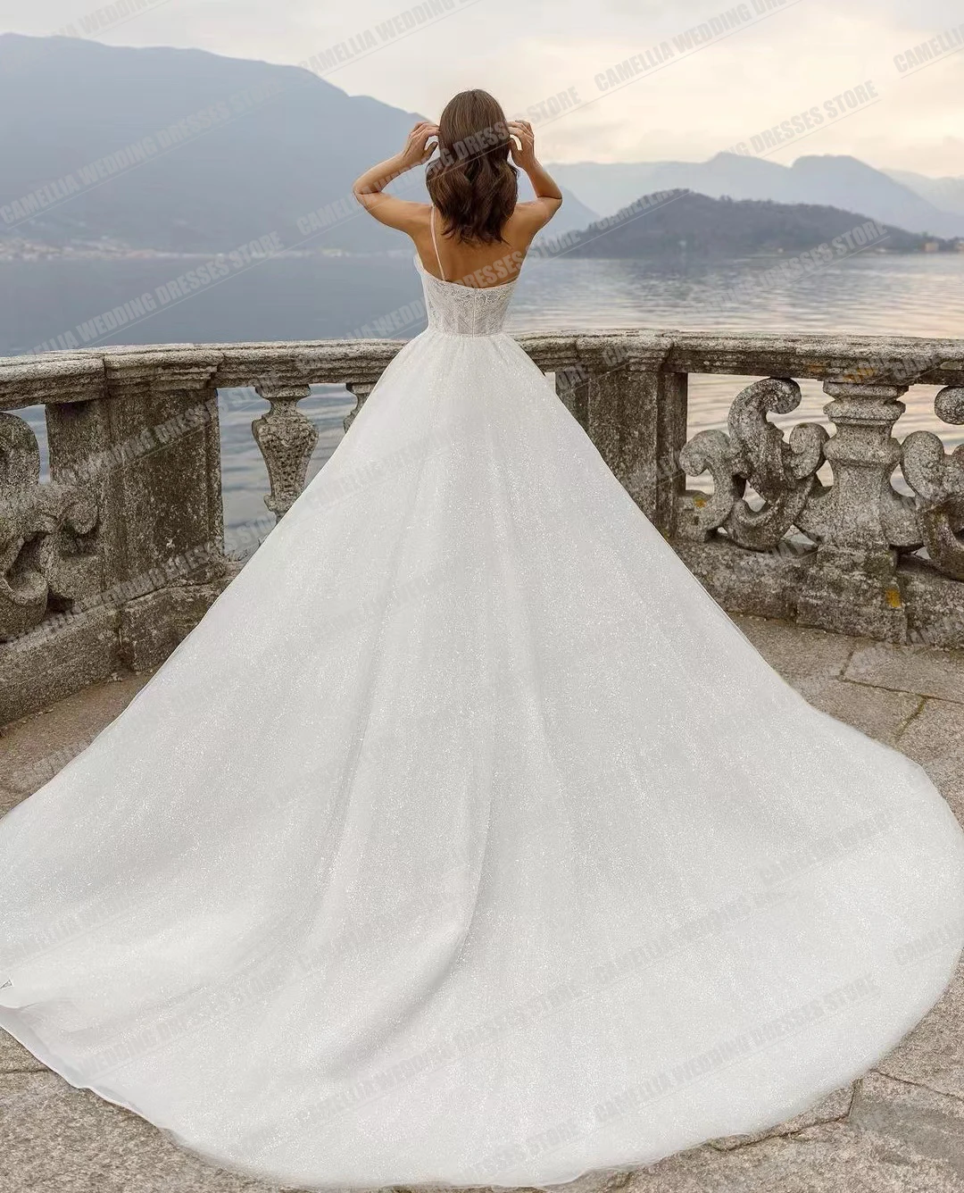 Vestidos de novia de corte en A para mujer, Vestidos de novia formales con abertura lateral alta, vestido de tul de encaje de un hombro, sin espalda, elegante y Simple