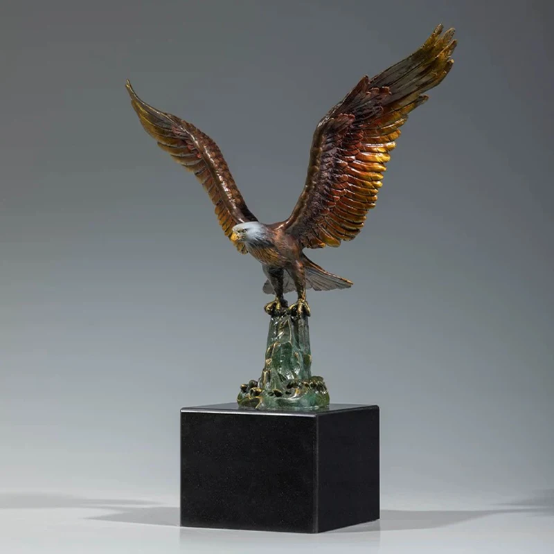 Bronze Eagle Sculpture Ornament,Luxury Artworks Decor,Eagle Model Statues,Office Desktop Decoration,Brass Crafts,Blessing Gifts