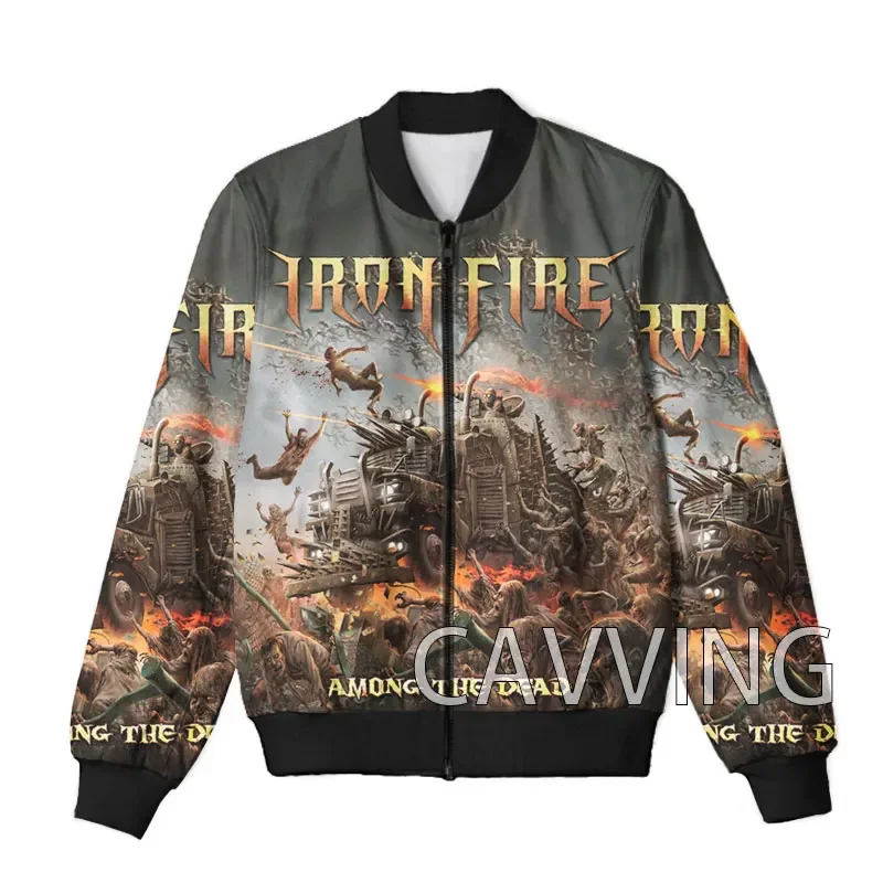 CAVVING 3D Printed  Iron Fire Band  Zipper Bomber Jackets Men Overcoat Mens Coat Zip Up Jackets for Women/Men