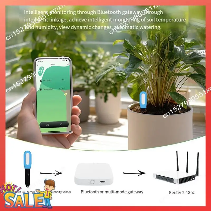 ABCL Tuya 2 em 1 Medidor de teste de temperatura ambiente de umidade do solo Planta Instrumento de medição inteligente de plástico