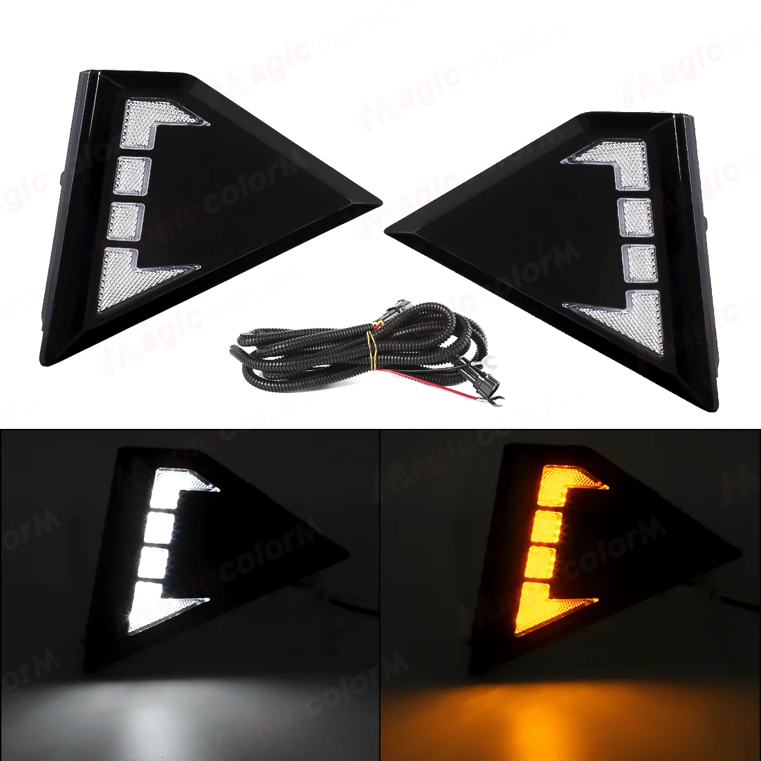 For Toyota Hilux Travo 2026 LED DRL Daytime Running Light Front Bumper Fog Lamp Amber Turn Signal Start Up Animation 2Pcs 12V
