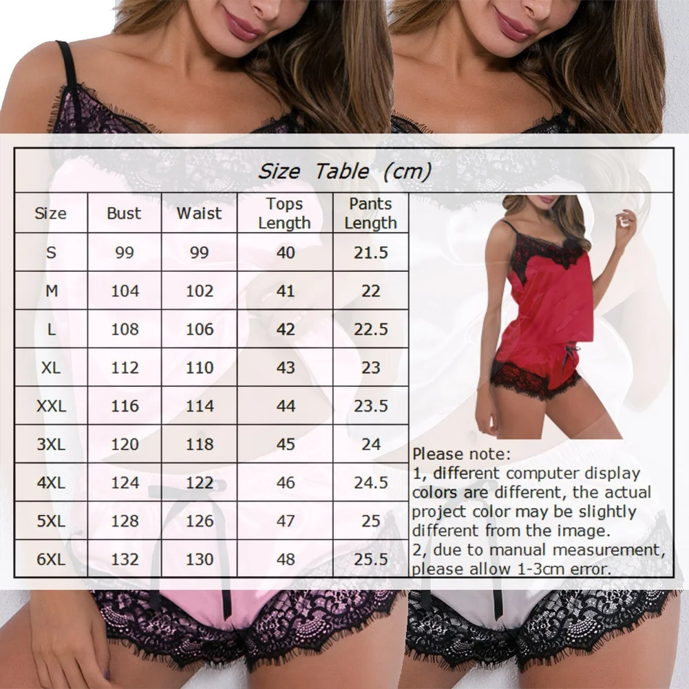 2 PCS 8 Colors Women Fashion Pajamas Set Ice Silk Lace Lingerie Spaghetti Strap Vest+Short Pants Nightwear Suits Pajamas