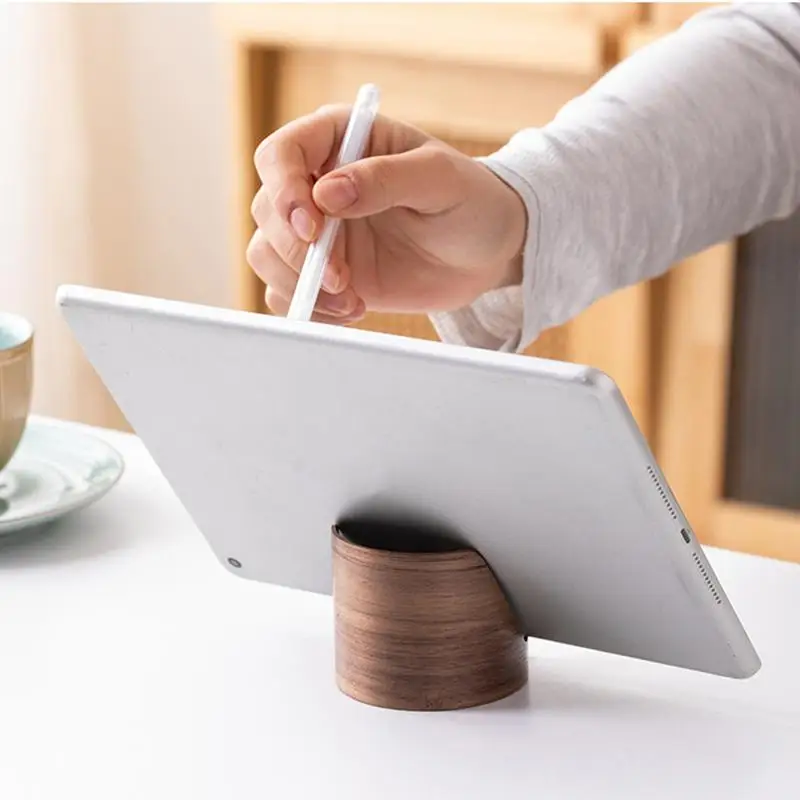 Настольный держатель для телефона в форме цилиндра, подставка для телефона, портативный деревянный дисплей для пластинок, украшения для гостиной для дома, школы