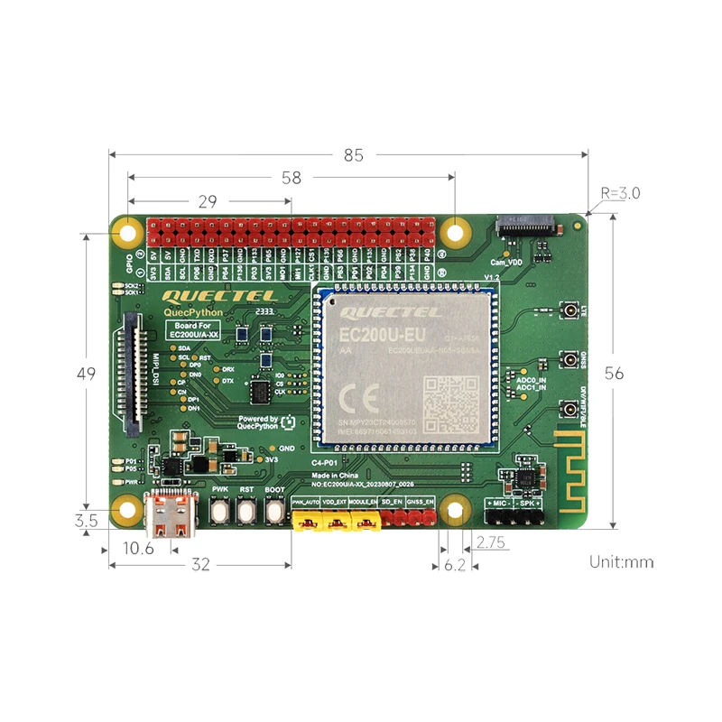 Quectel EC200U Development Board EVB EC200UAUAA EC200AAUHA  EG915ULAAB for QuecPython LTE Cat-1 Bluetooth