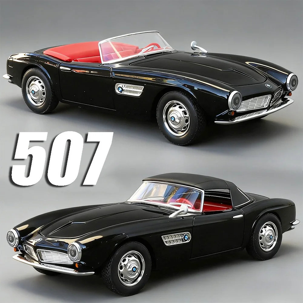 

Модель винтажного автомобиля 1:24 507 500K, металлическая литая, с амортизацией, открывающиеся двери, звук и свет, игрушка-орнамент, транспорт для детей, подарок