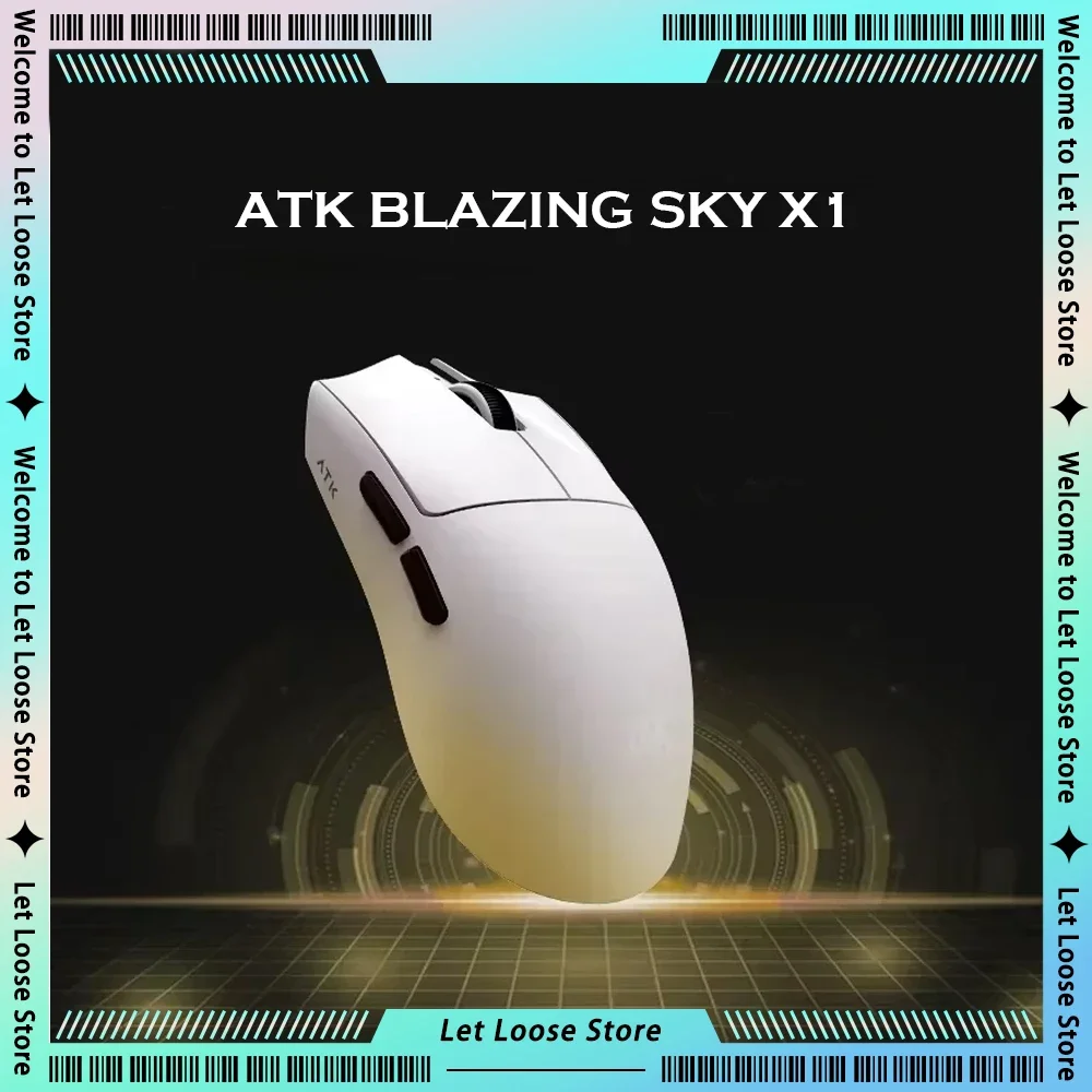 Atk-blazing sky x1ワイヤレスマウス、低遅延、軽量ゲームマウス、3モード、8k長いバッテリー寿命、ゲームアクセサリー、paw3950、2.4g