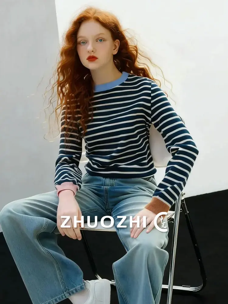 

Asymmetric Color Blo Long Sve Knitted Sweater Soft Cozy Unique Design Commute Sle round Ne Elastic Women's Sweater