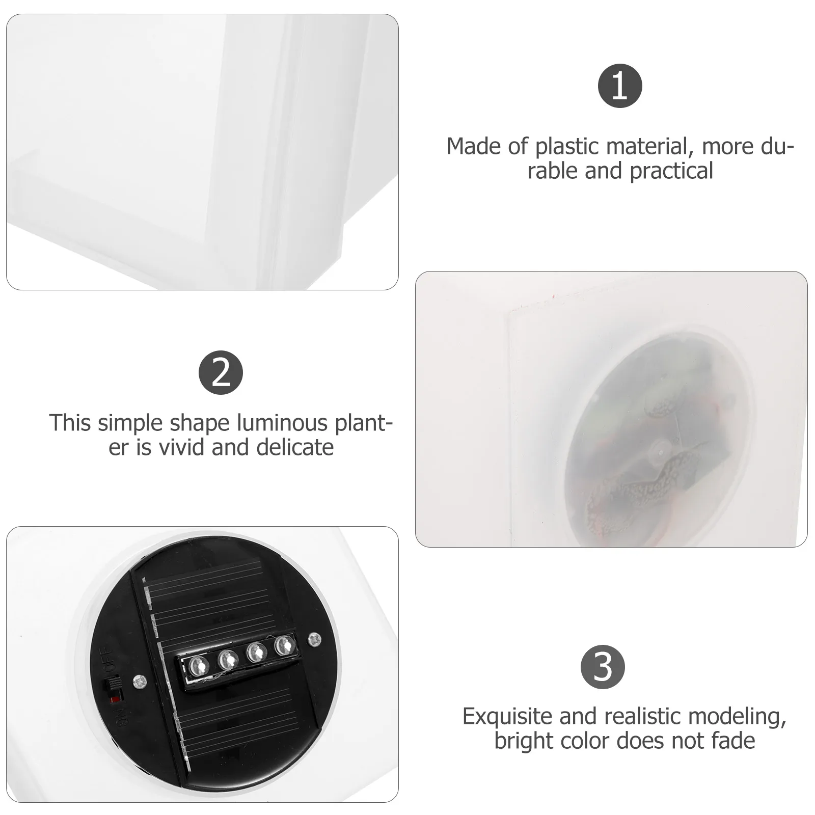 

Solar Square Planter Light Plastic Luminous Flowerpot White Color Outdoor Garden Decor Waterproof Yard Balcony Planters