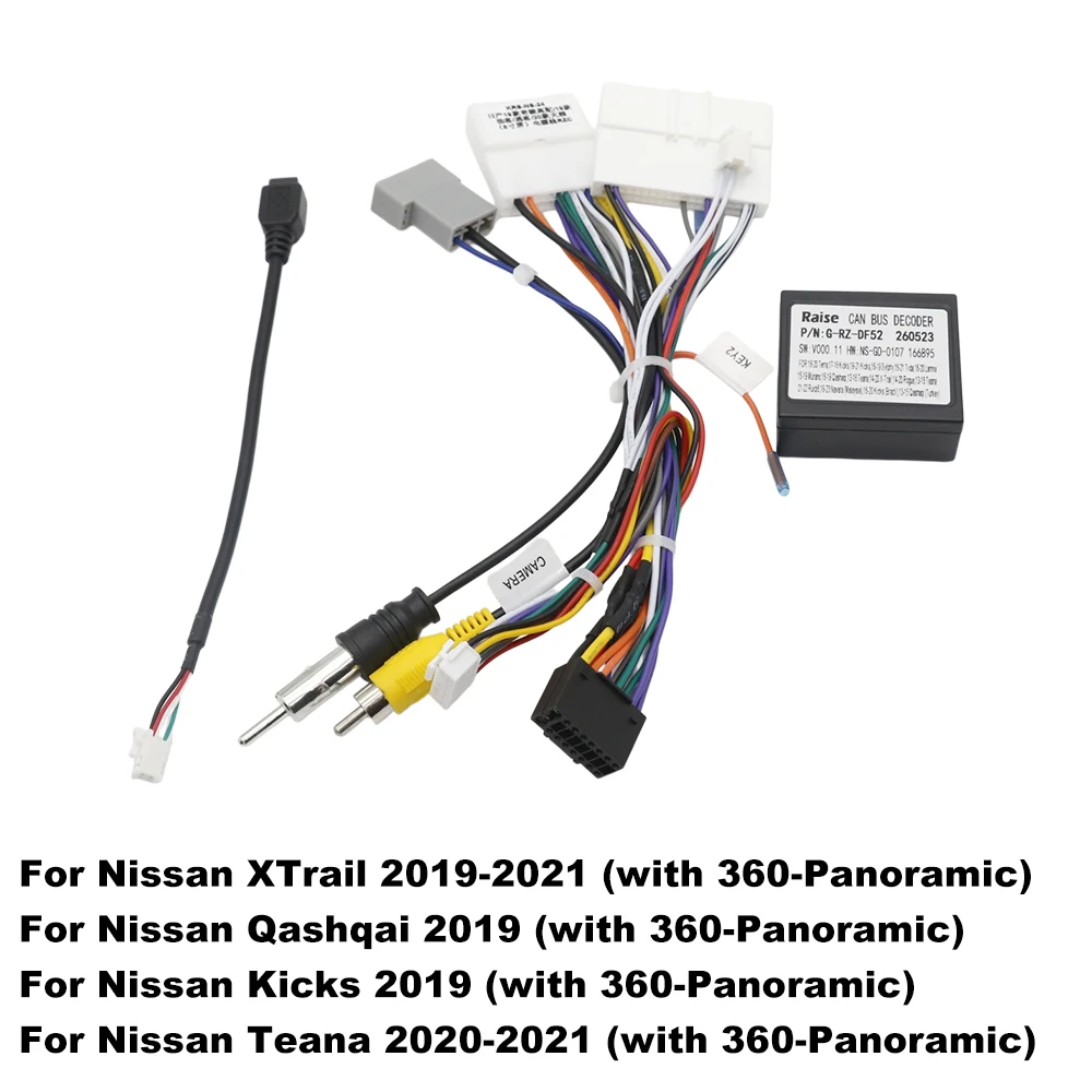 16Pin Car Audio Wiring Harness With Canbus Box Stereo Installation Wire Adapter For Nissan XTrail Qashqai Kicks Teana