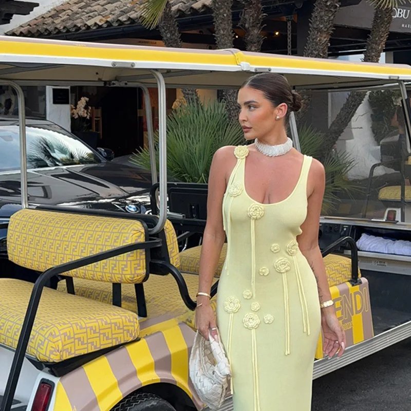 Sexy Gestrickte Strand Dr frauen Reine Farbe Slim Fit Lange Sve U-Neline Hohe Taille Weste Sle Frühling sommer Herbst Winter