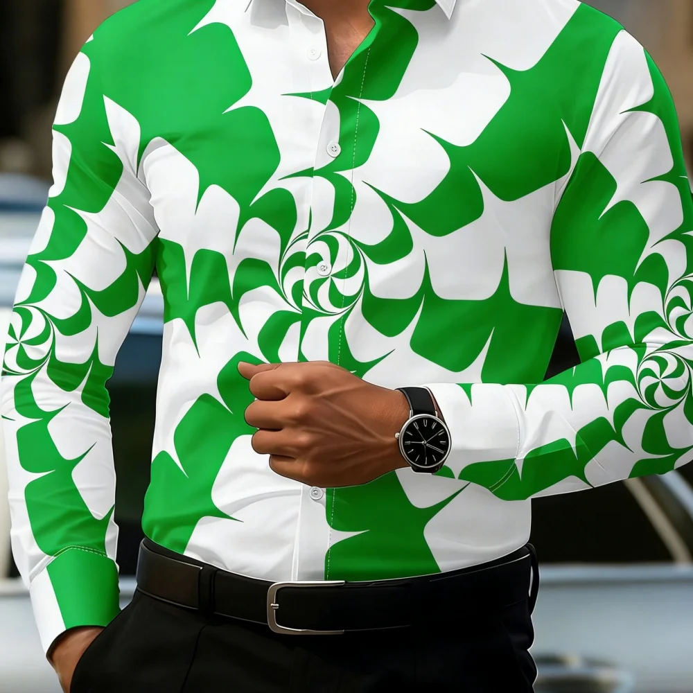 

Men's Long Sleeved Lapel Shirt 3D Abstract Print Street Casual Summer Fashionable Soft Fabric Comfortable Social Shirt