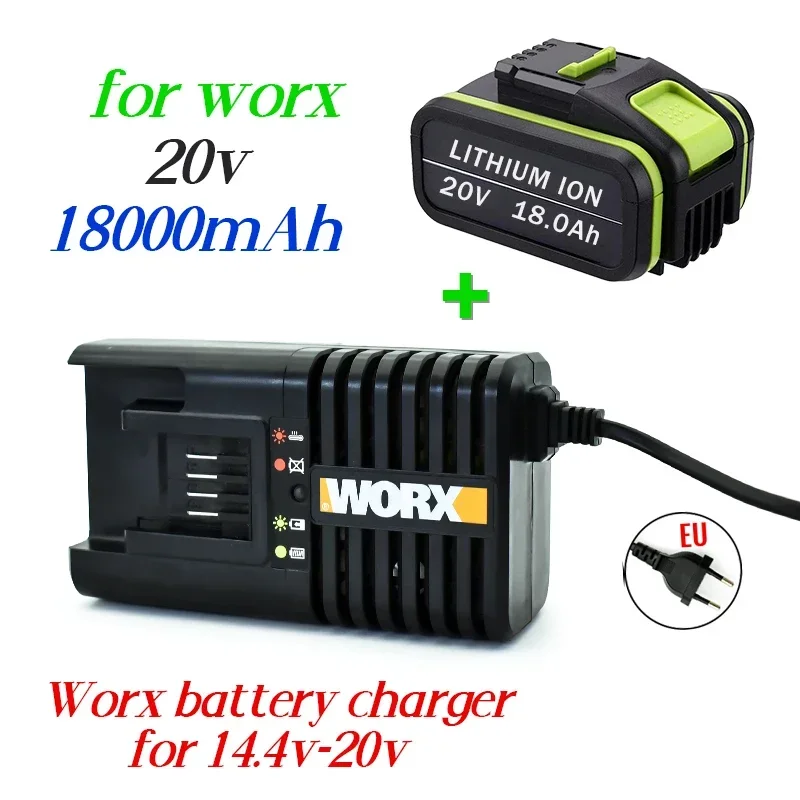 100% Nieuwe 20V 18.0Ah Vervanging Worx 20V Max Li-Ion Batterij WA3551 WA3551.1 WA3553 WA3641 WX373 WX390 + Lader