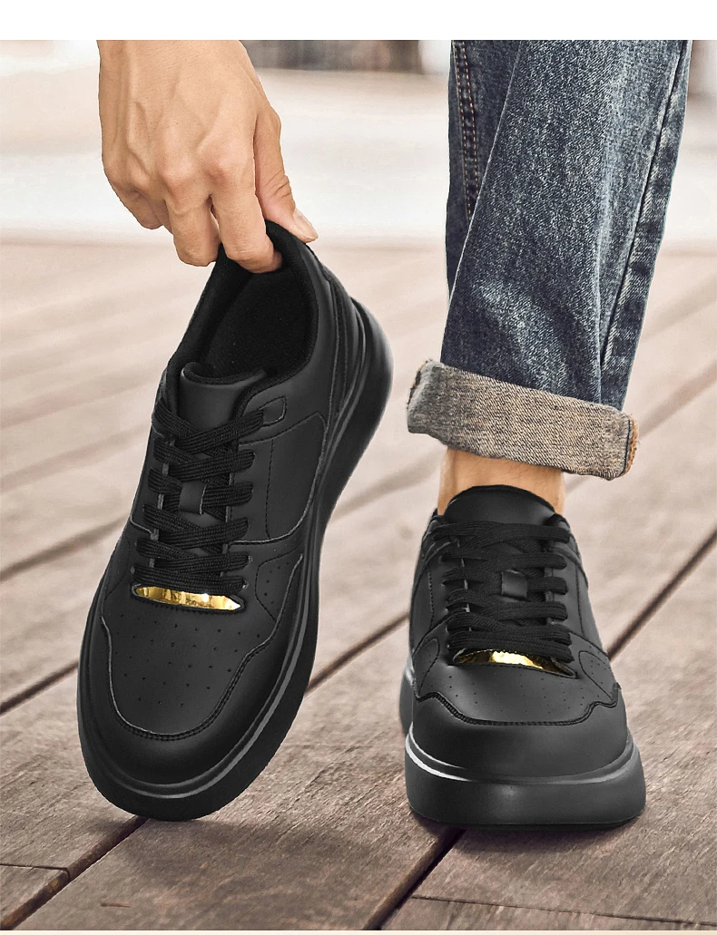 Herren-Skate-Schuhe aus Kunstleder mit Schnürung, versteckter Erhöhung der Höhe um 6/8/10 cm, rutschfester Plattform, für den Alltag und zum Gehen. – Detail 26