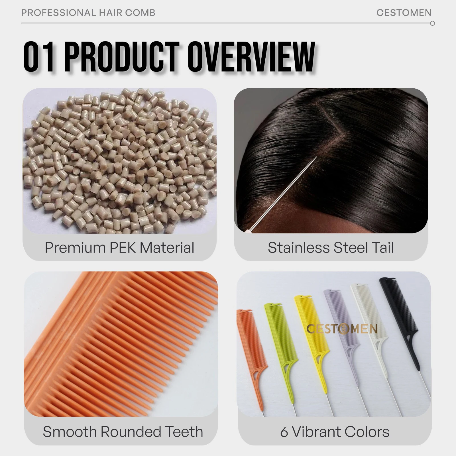 1Pcs New Professional Rat Tail Comb Barber Fine Tooth Styling Comb Hair Cutting Parting for Salon Hairdresser Tools