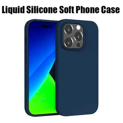 Luxury Solid Color Liquid Silicone Soft Phone Case For iPhone 16 Pro Max 11 13 12 14 15 Pro Max Shockproof Protection Back Cover