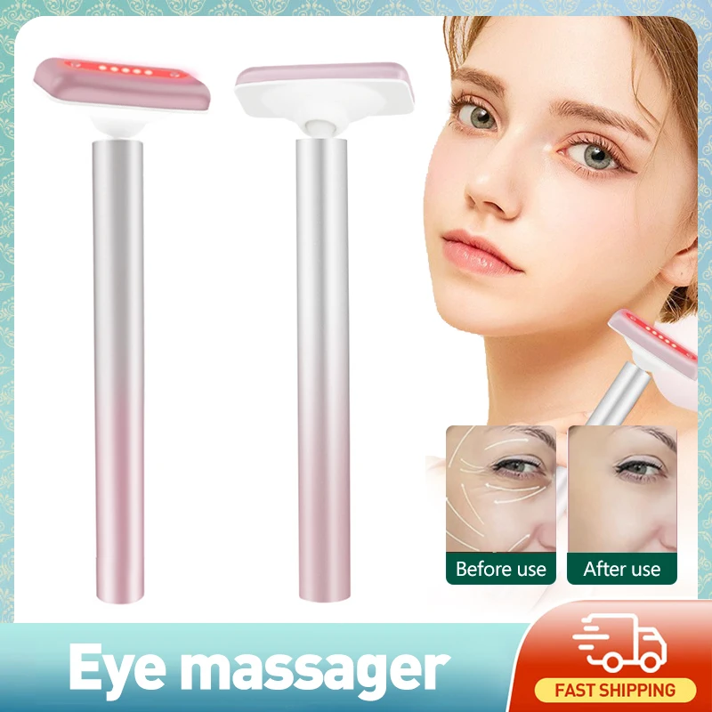 

LED-массажер для глаз с микротоками EMS, подогревом и вибрацией для шеи, против старения, уменьшения морщин, лифтинга лица, косметический прибор