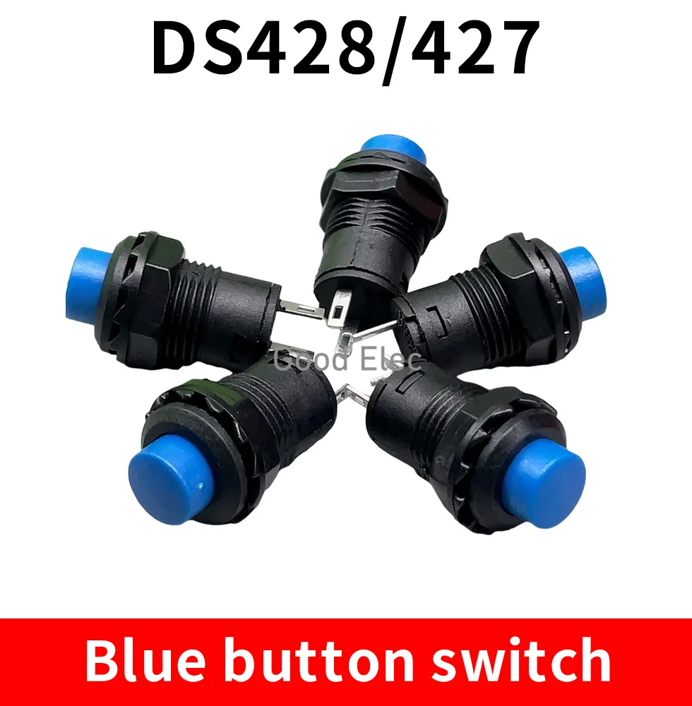 DS228 12mm Self-locking / moment  Latching Push Button Switch  DS427 DS428 12mm OFF- ON Push Button Switch 3A /125VAC 1.5A/250VA